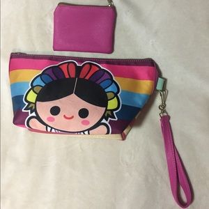 Mexican Lele Doll makeup bag and coin set.